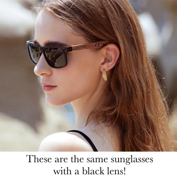 KINGSEVEN Natural Walnut Wood Sunglasses with Silver Mirrored Lenses - Picture 3 of 15